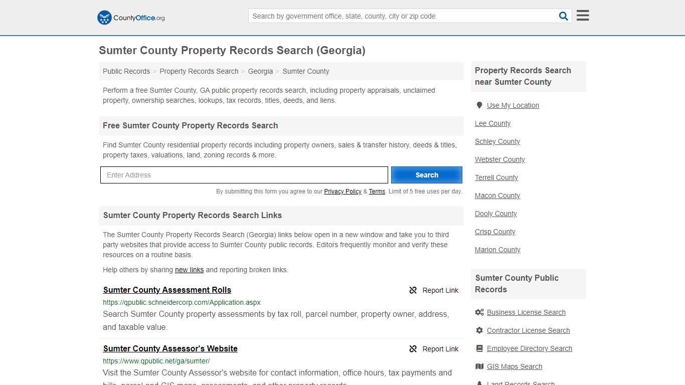 Property Records Search - Sumter County, GA (Assessments ...