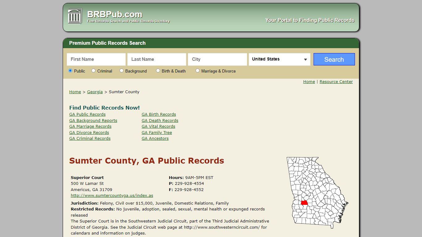 Sumter County Public Records | Search Georgia Government ...